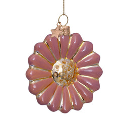 Ornament glass soft pink opal daisy flower H8cm