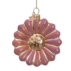 Ornament glass soft pink opal daisy flower H8cm