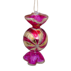 Ornament glass red transparant bauble candy H7cm