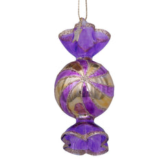Ornament glass purple transparant bauble candy H7cm
