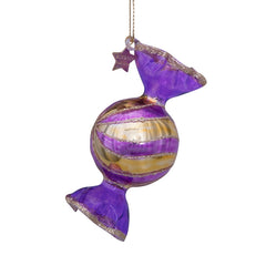 Ornament glass purple transparant bauble candy H7cm
