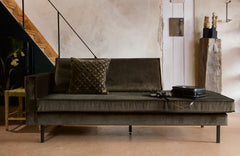 Rodeo Daybed Left Velvet Dark Green Hunter