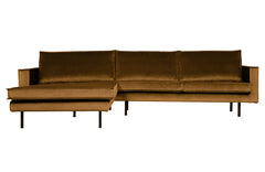 Rodeo Chaise Longue Links Velvet Honing Geel