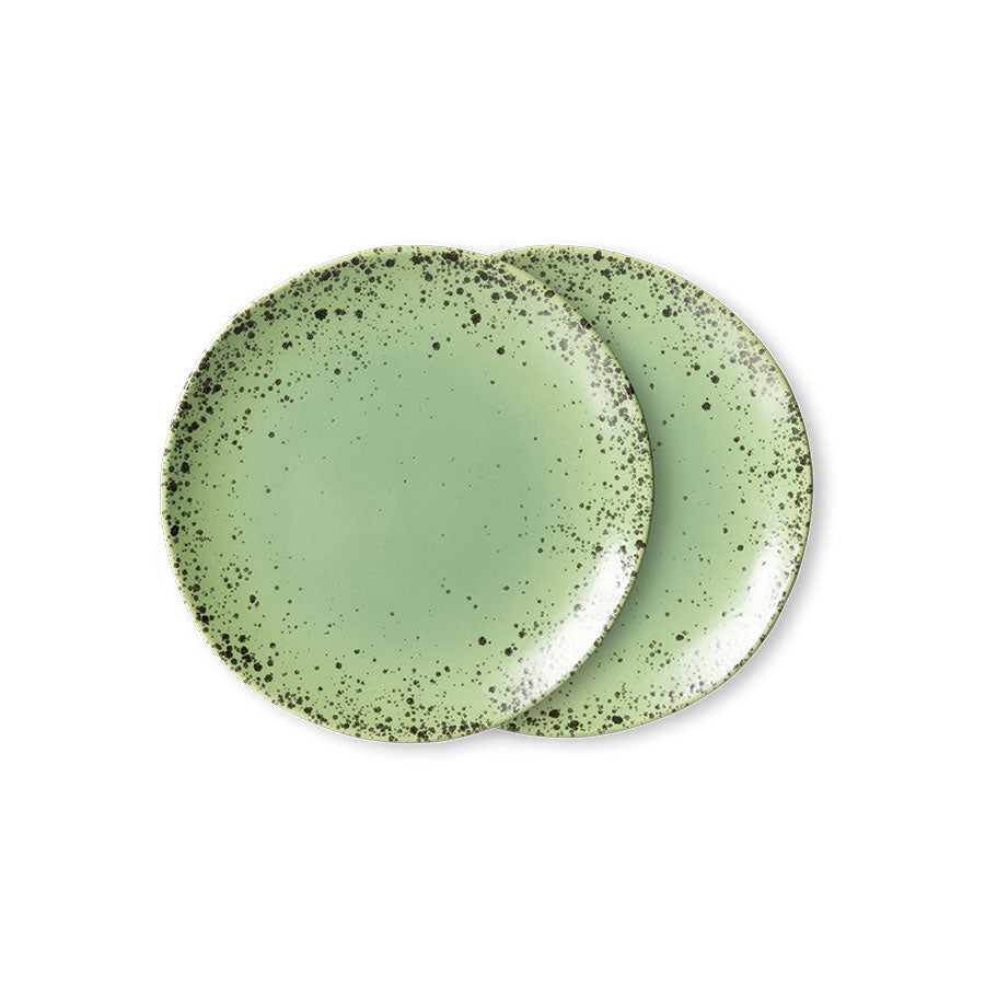70s ceramics: dessert plates, kiwi (set of 2)