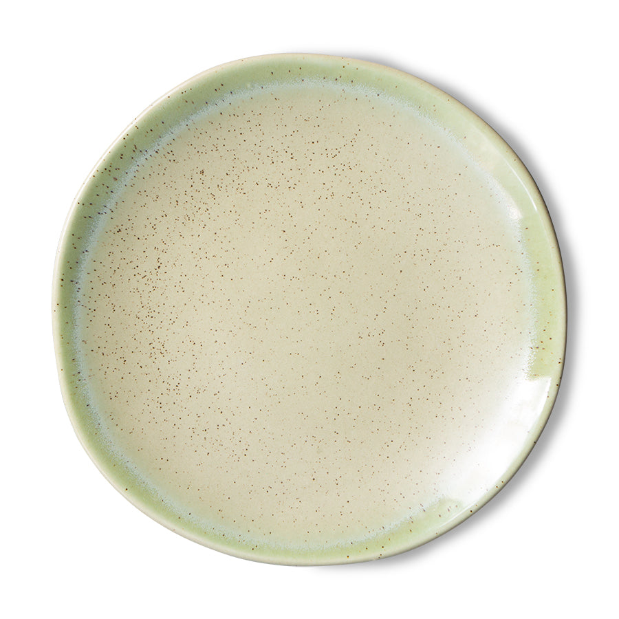 70s ceramics: side plates, pistachio (set of 2)