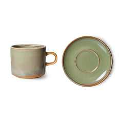 Chef ceramics: cup and saucer, moss green