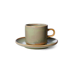 Chef ceramics: cup and saucer, moss green