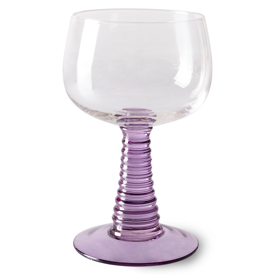 swirl wine glass high, purple