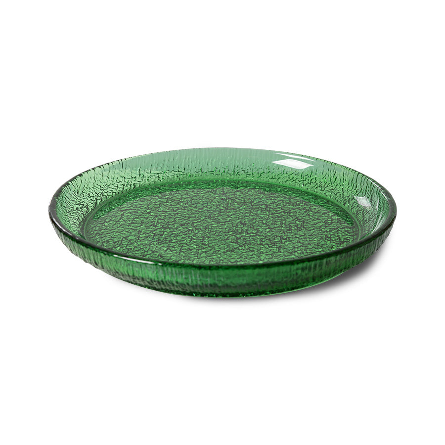 the emeralds: glass side plate, green