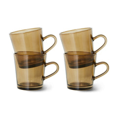 70s glassware: coffee cups mud brown (set of 4)