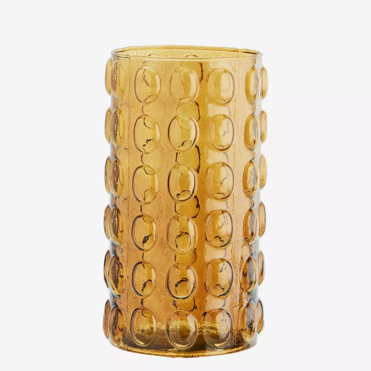 Glass vase bubbles amber large