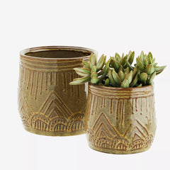 Stoneware flower pots set of 2