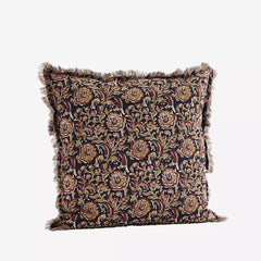 Printed cushion cover w/ fringes